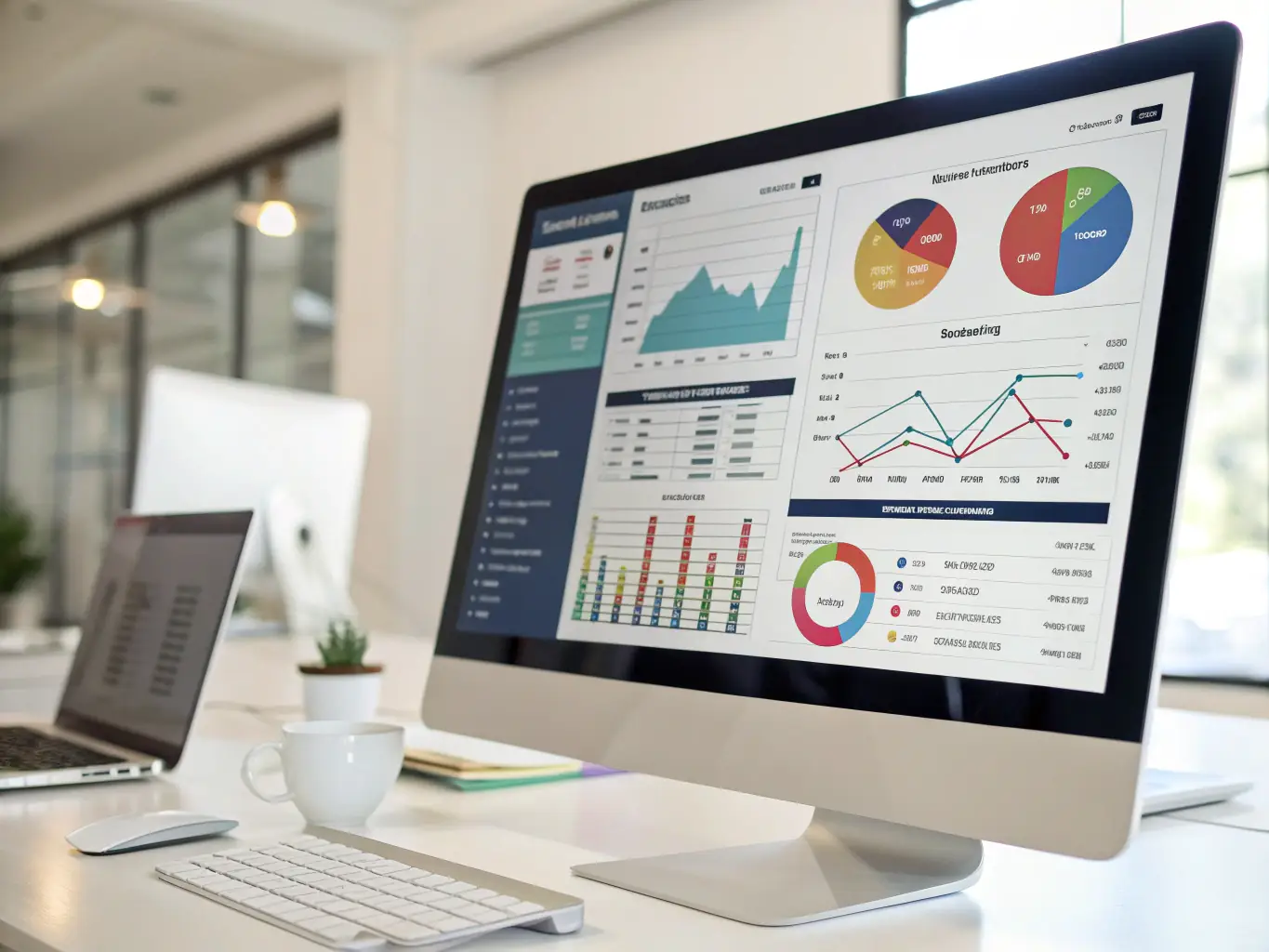 A dynamic dashboard of Sales Suite Pro, displaying real-time sales data, customer insights, and performance metrics, emphasizing its ability to drive sales growth.