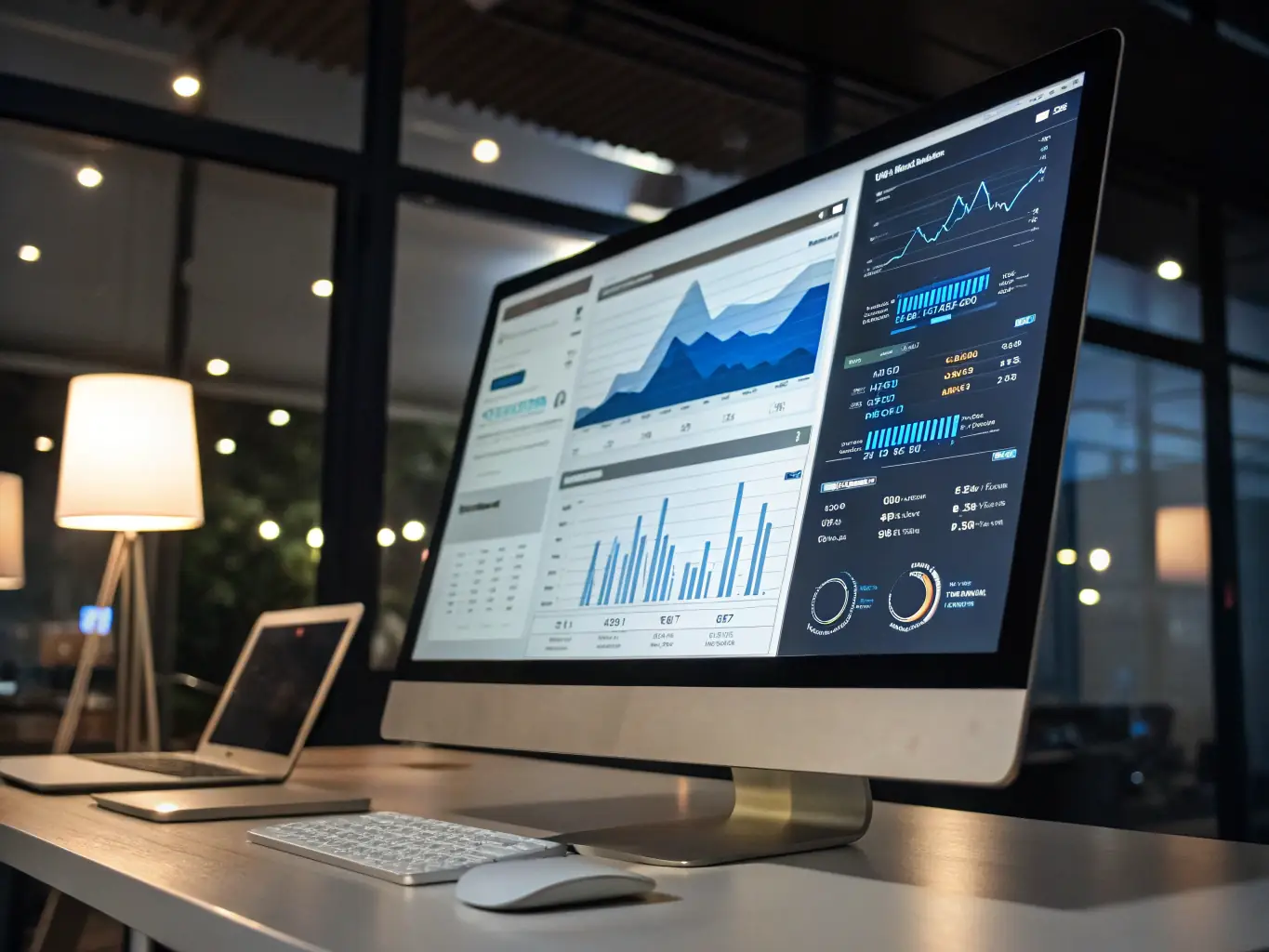 A professional showcasing NetSuite's CRM dashboard on a laptop, highlighting customer relationship management features with detailed analytics and sales performance metrics.